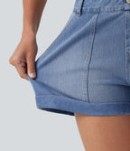 Short en jean Halara Flex™ taille basse décontracté 7,5 cm avec poches