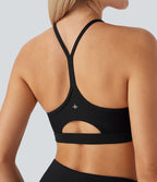 Brassière de sport yoga maille côtelée soutien léger à découpes bonnets A-D