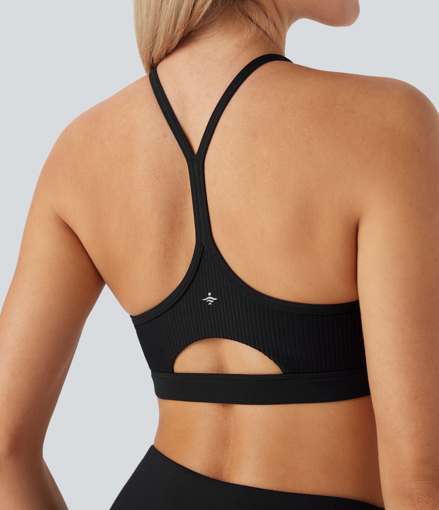 Brassière de sport yoga maille côtelée soutien léger à découpes bonnets A-D