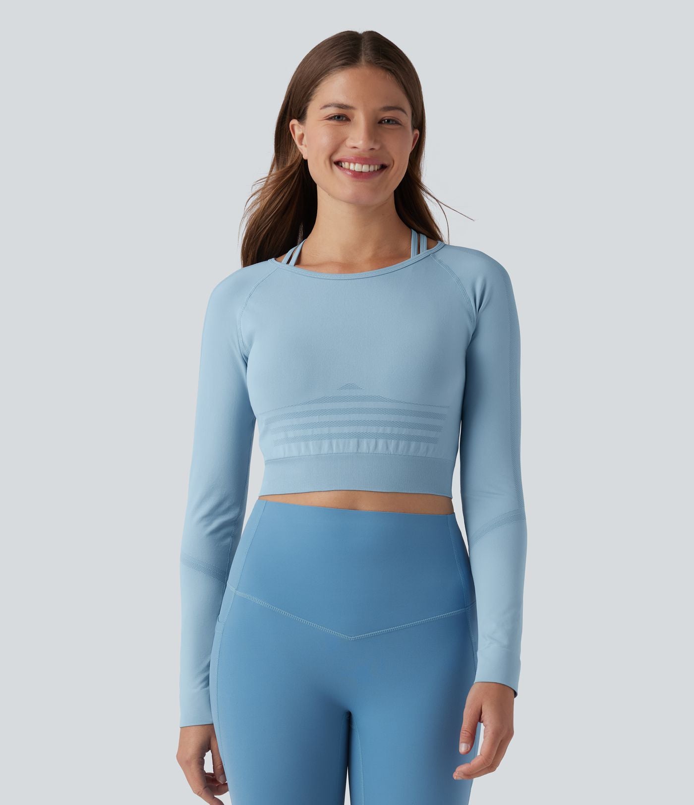 OneForm Seamless Flow Top de sport 2-en-1 court yoga à manches longues raglan