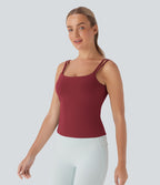Débardeur de yoga dos nu à bretelles doubles et design torsadé