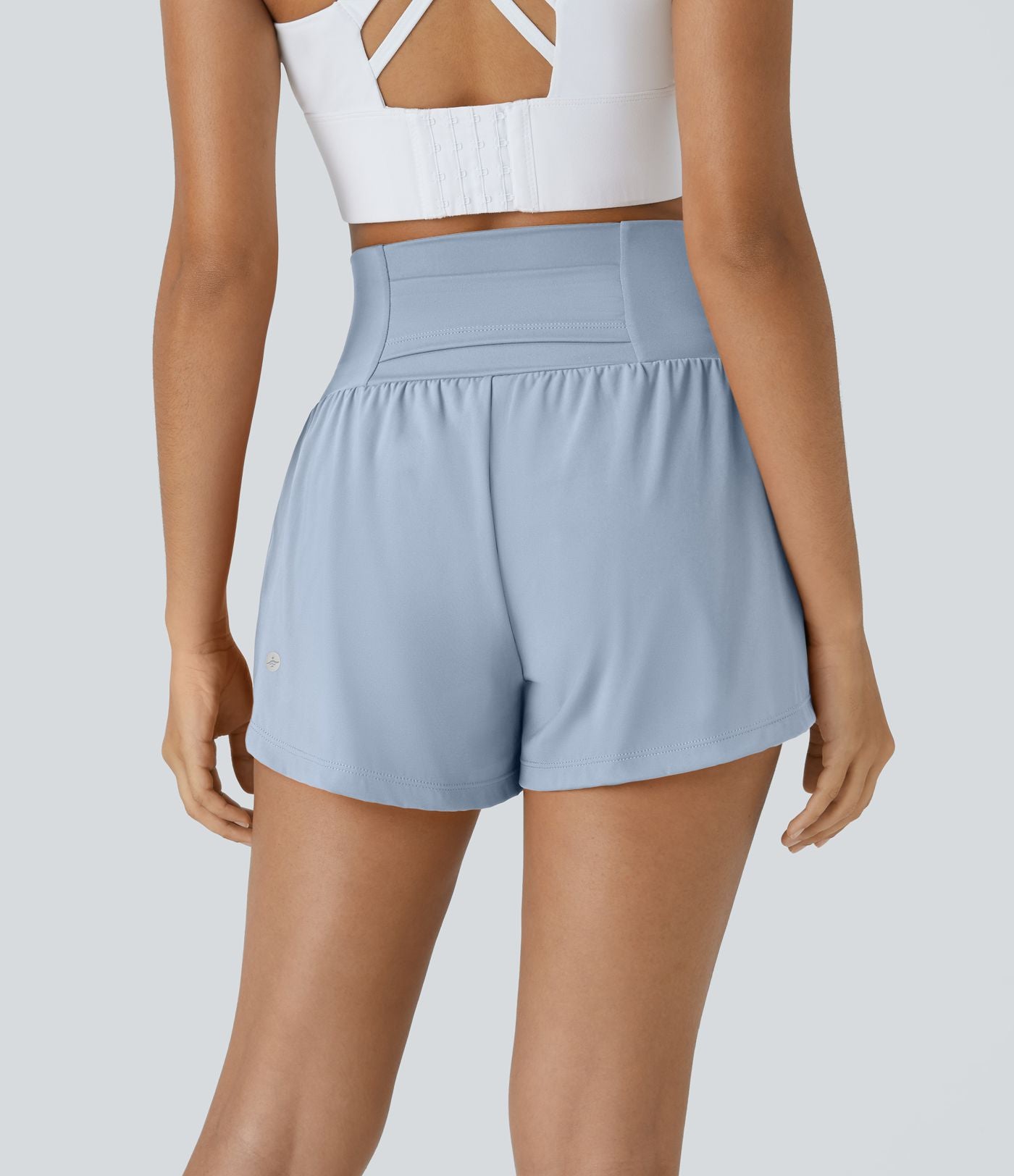 Short 7,5cm Yoga 2 en 1 Super Taille Haute Poches Arrière Poches Cachées Latérales