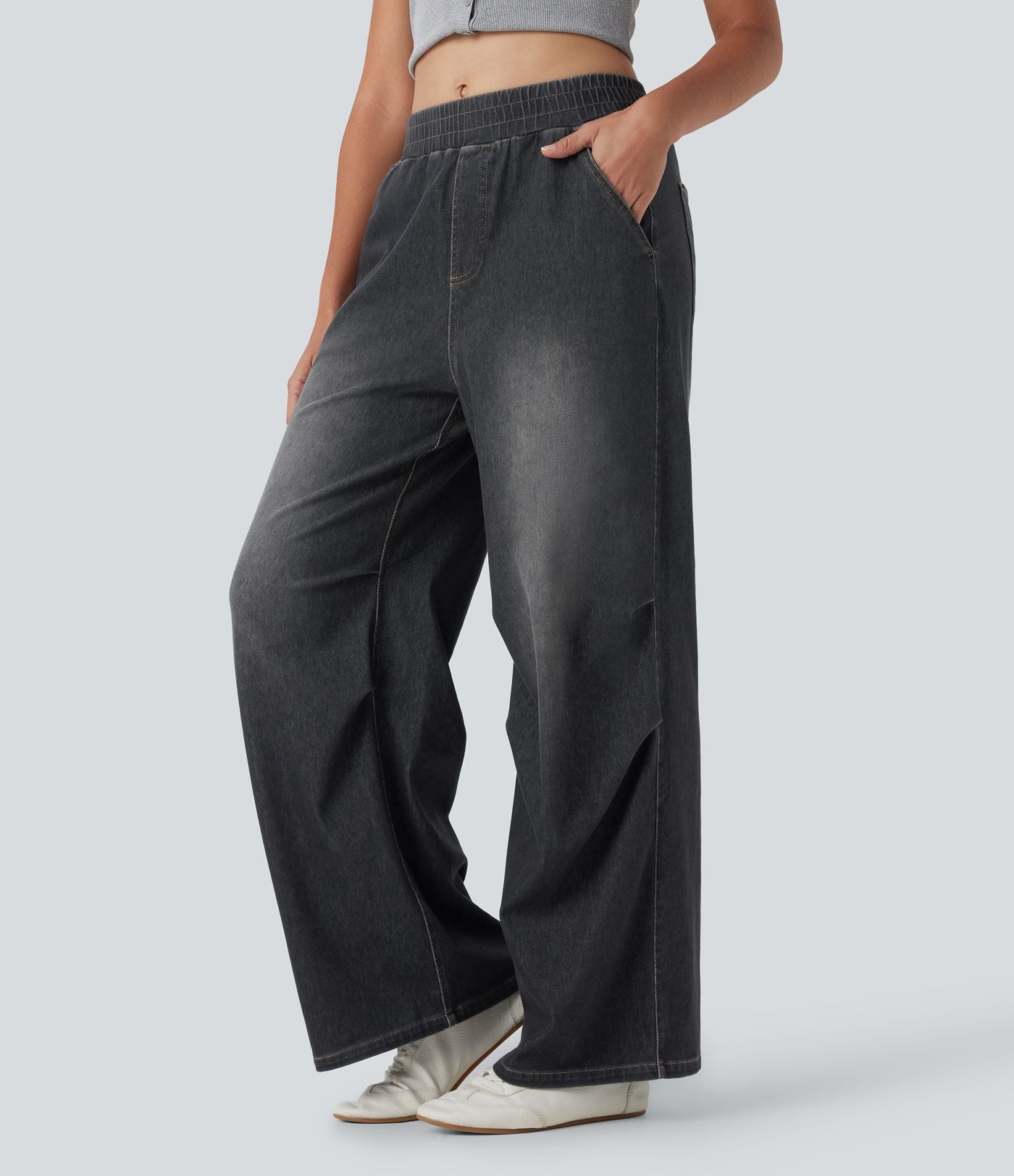 Jean décontracté Halara Flex™ taille mi-haute coupe ample avec poches