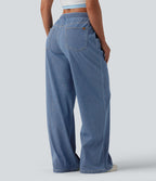 Jogging taille basse Halara Flex™ jambes larges, effet sparkle, avec poches