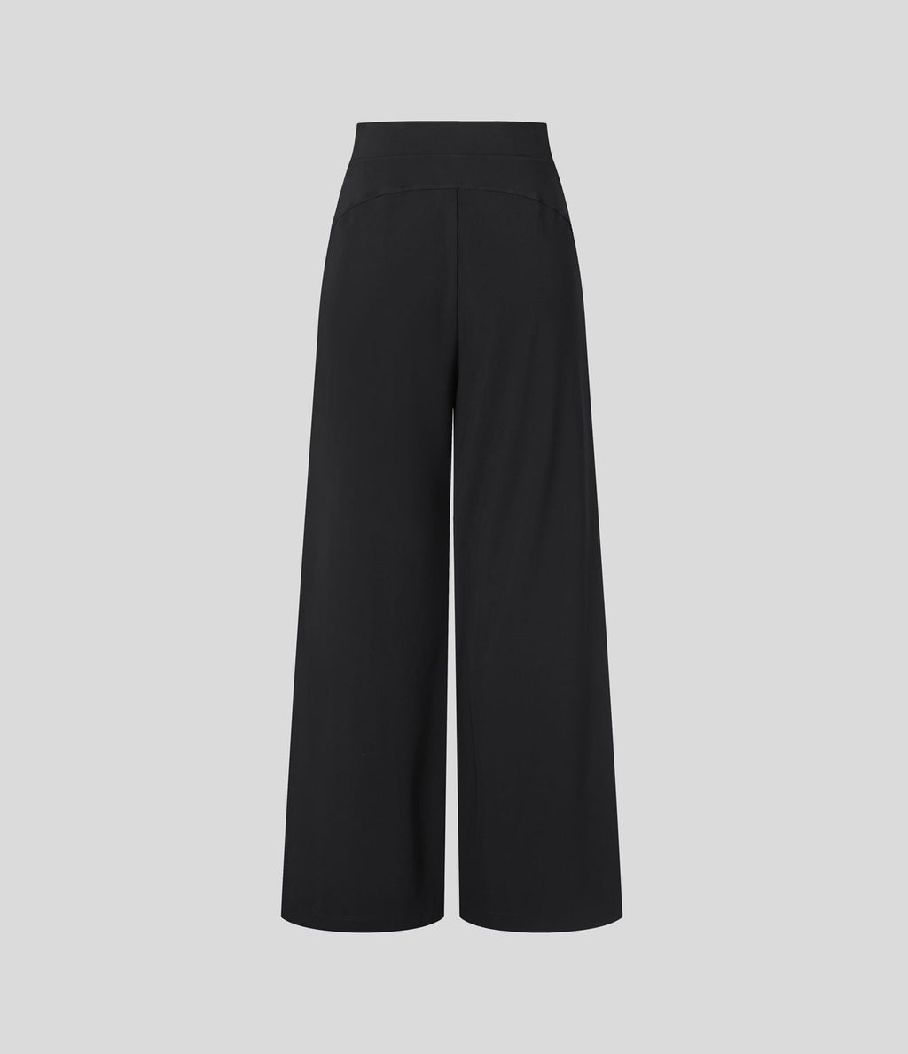 Halara Flex™ Pantalon Tailleur Évasé à Taille Haute Sculptant la Silhouette avec Poches Latérales Micro Waffle