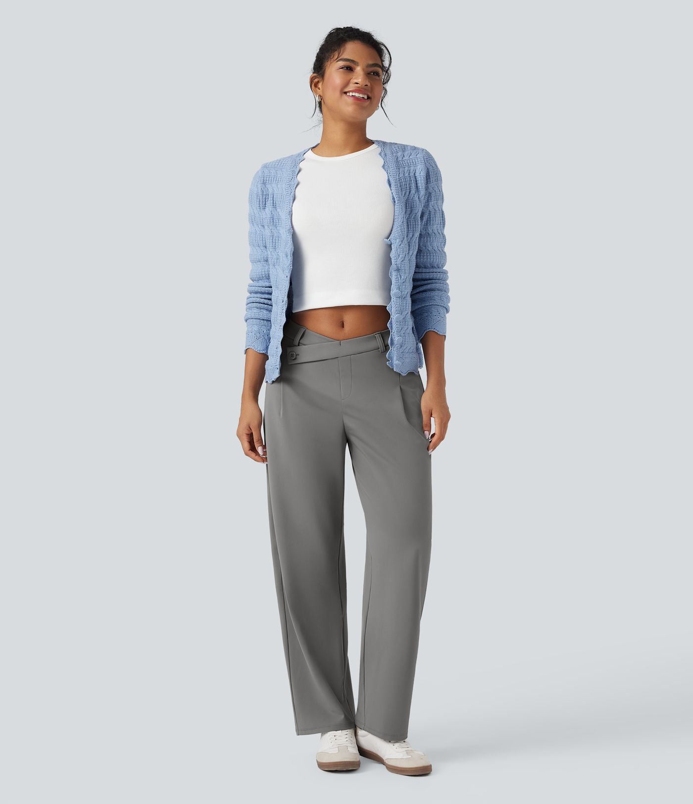 Pantalon tailleur fuselé asymétrique taille moyenne Halara Flex™ DayStretch avec poches