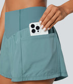 Short 2-en-1 de yoga gainant taille haute avec poches