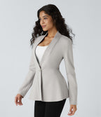 Veste péplum de travail col en V avec un bouton