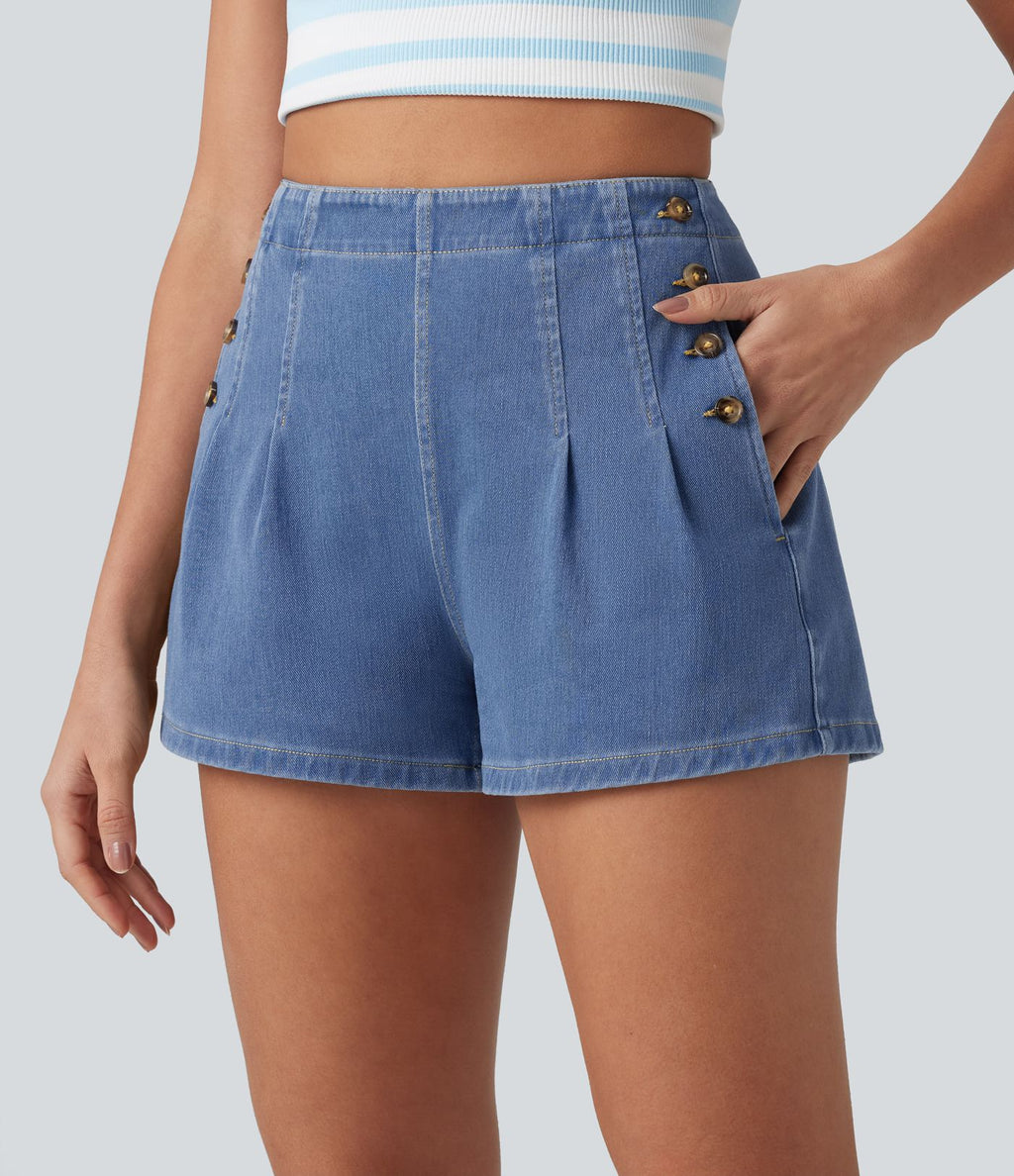 Halara Flex™ Short en denim taille haute 7,5 cm avec poches
