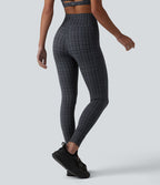 Legging de yoga Halara UltraSculpt™ taille haute avec cordon de serrage imprimé carreaux avec poches