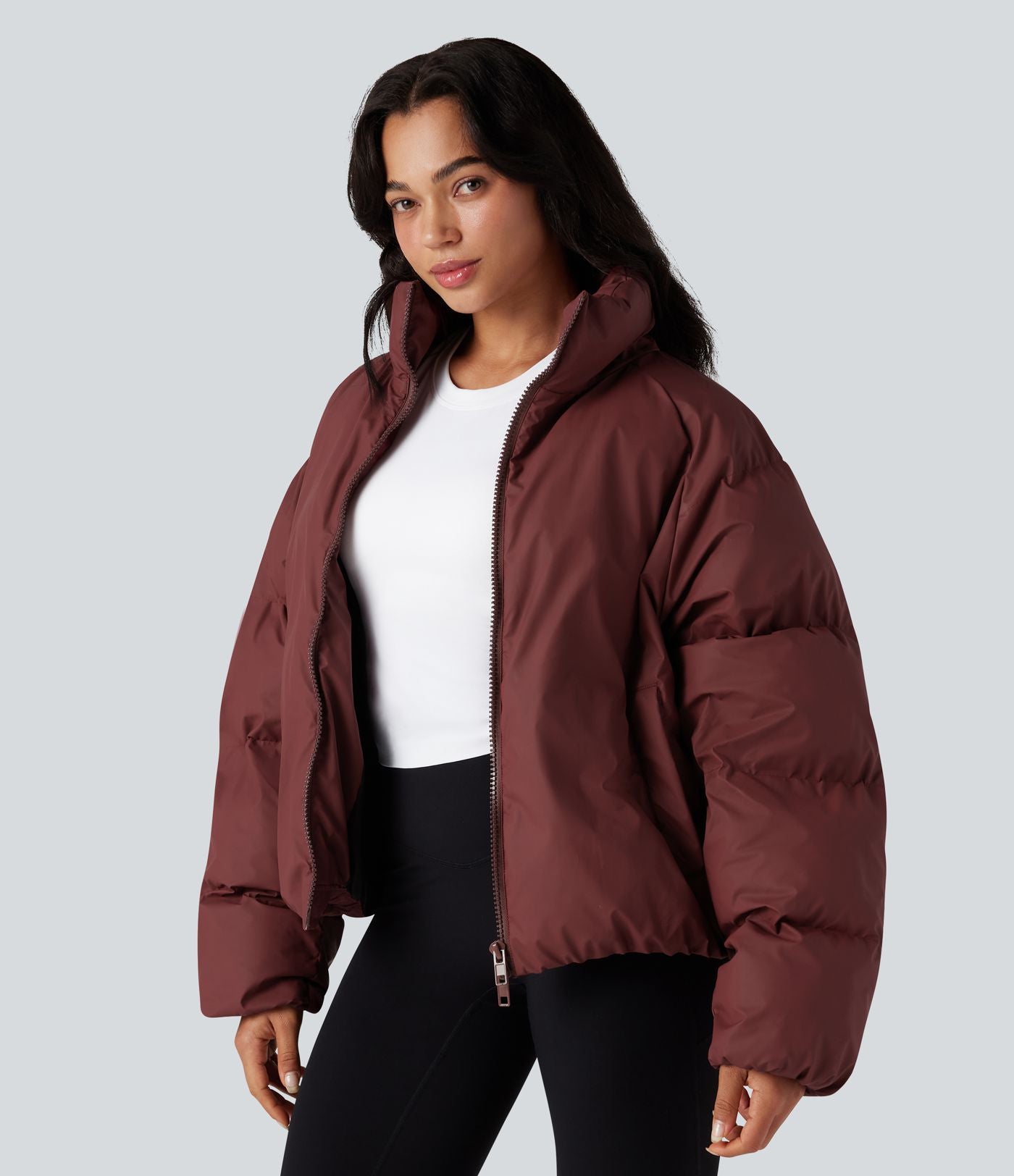 Doudoune casual oversize à col montant avec ourlet à cordon de serrage et poches