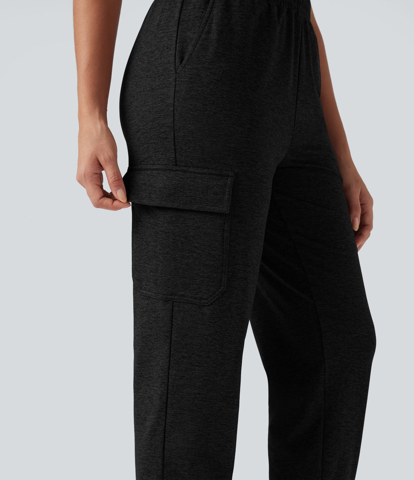Jogging jogging cargo thermique décontraction taille mi-haute séchage rapide chiné avec poches - UPF40+