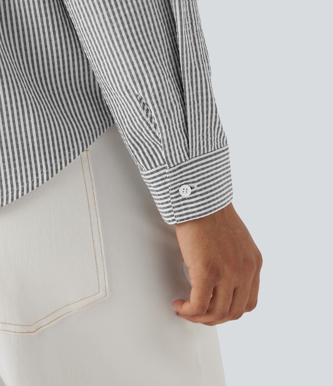 Chemise décontractée rayée à manches longues avec nœud devant