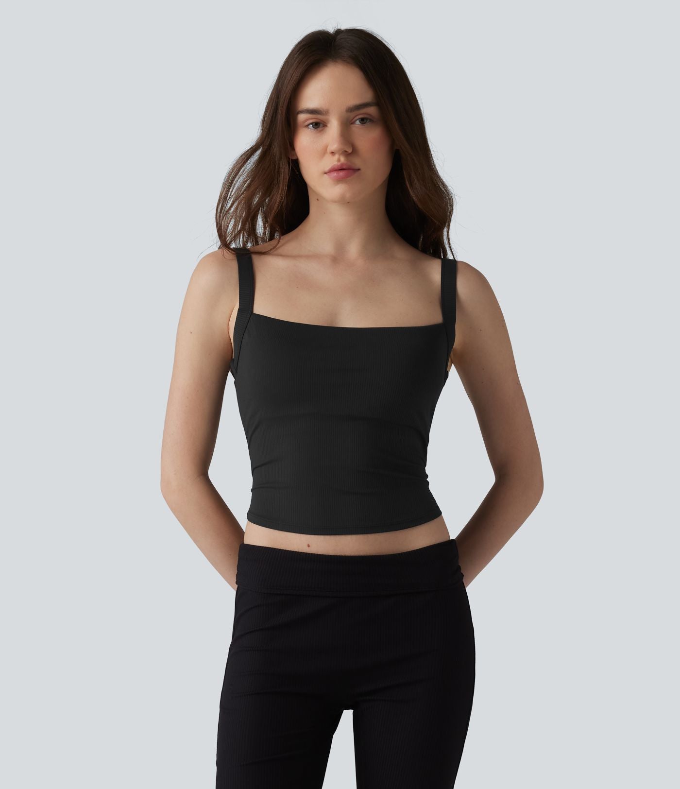 Débardeur décontracté en maille côtelée, doux au toucher, anti-odeurs, bretelles réglables, brassière intégrée, protection solaire UPF40+