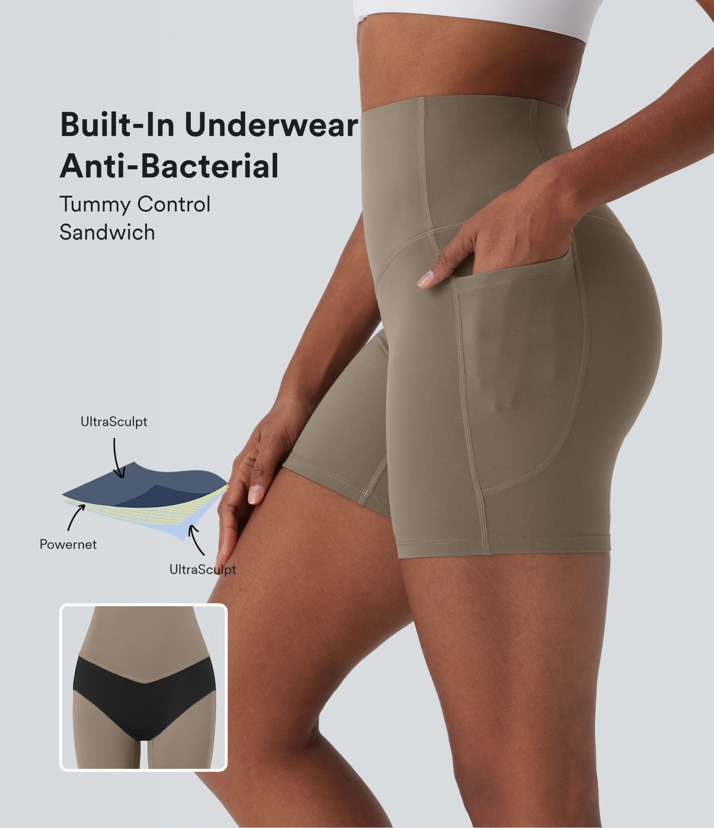 Short cycliste 12,5 cm d'entraînement gainant galbant taille haute avec poches Halara UltraSculpt™
