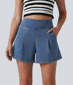 Short en jean ample Halara Flex™ taille haute décontracté avec poches