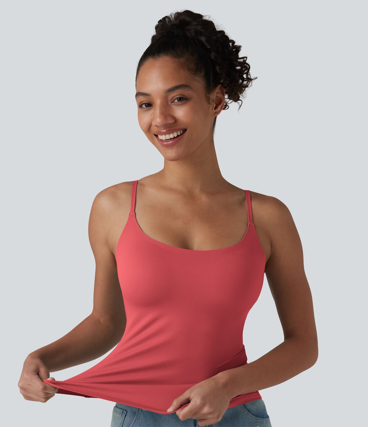Débardeur décontracté à col rond et soutien-gorge intégré, bonnets BE