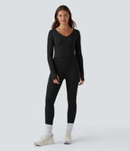 Top de sport yoga court OneForm Seamless Flow col V à manches longues avec passage de pouce