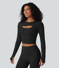 Haut de sport yoga court SoftlyZero™ QuickDry découpes manches longues avec trous pour pouces