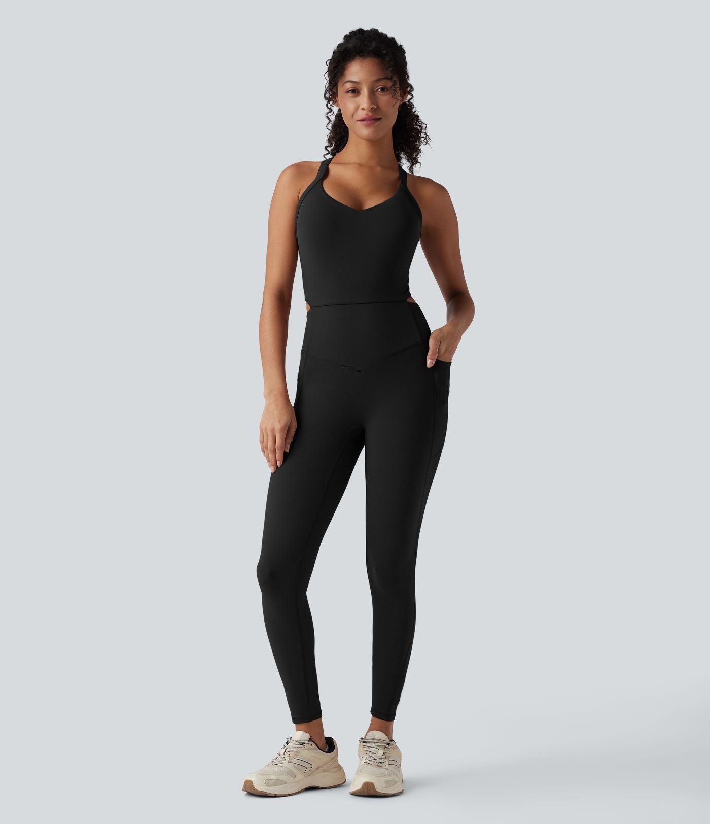 Combinaison d'entraînement gainante Halara UltraSculpt™ avec poches - Édition Easy Peasy - Bonnets E-G