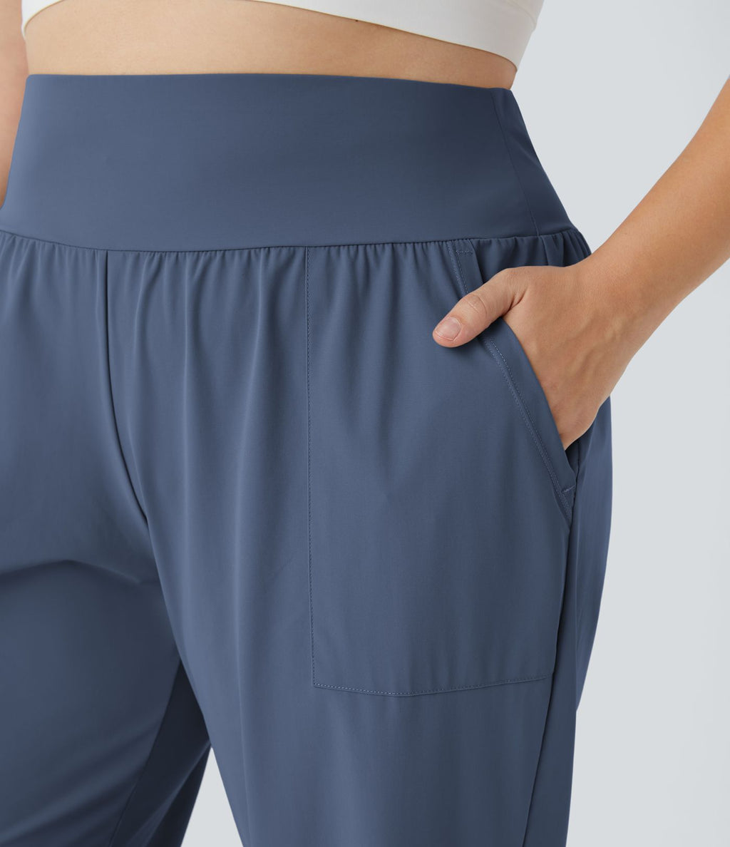 Jogging Yoga Grande Taille Taille Haute avec Poches Latérales Unies
