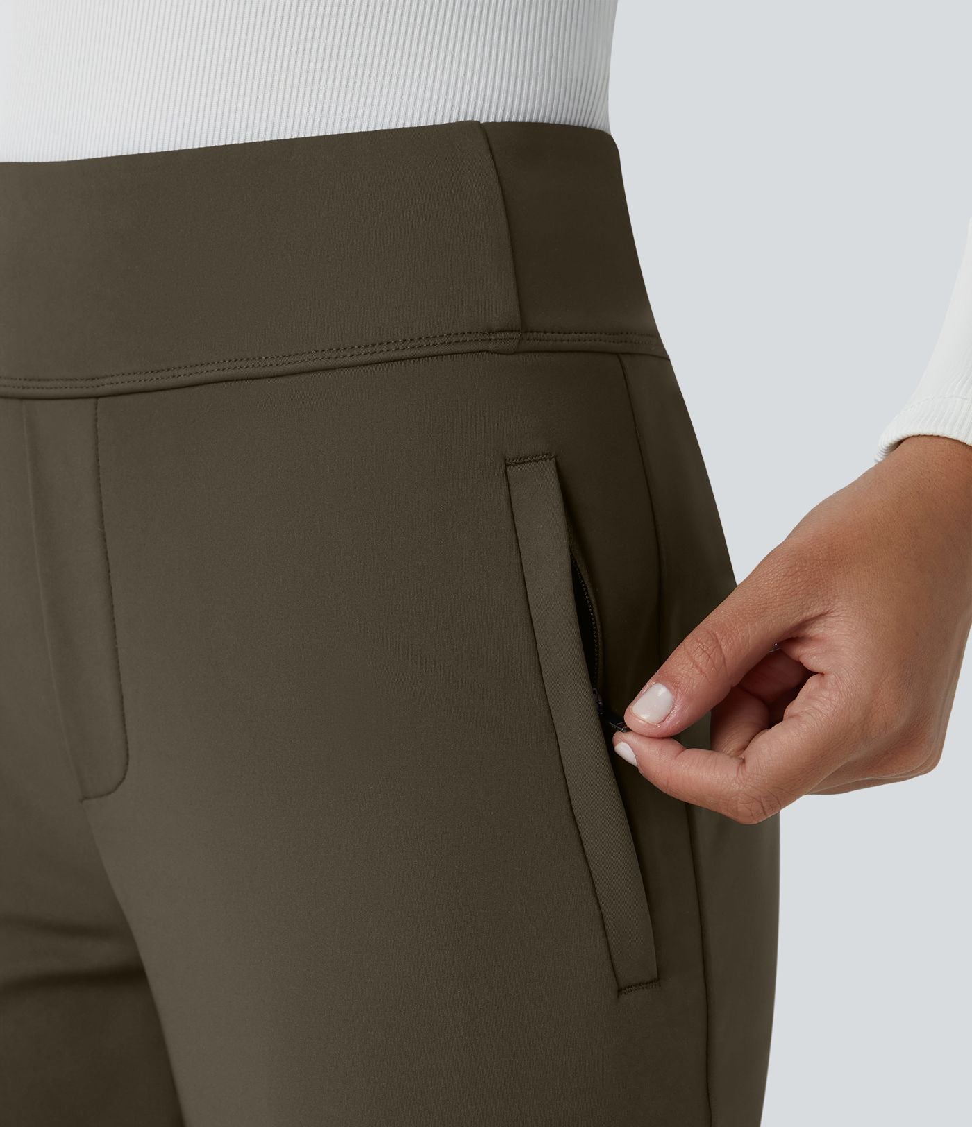 Pantalon tailleur évasé taille mi-haute Halara Flex™ DayStretch avec zip latéral et poches
