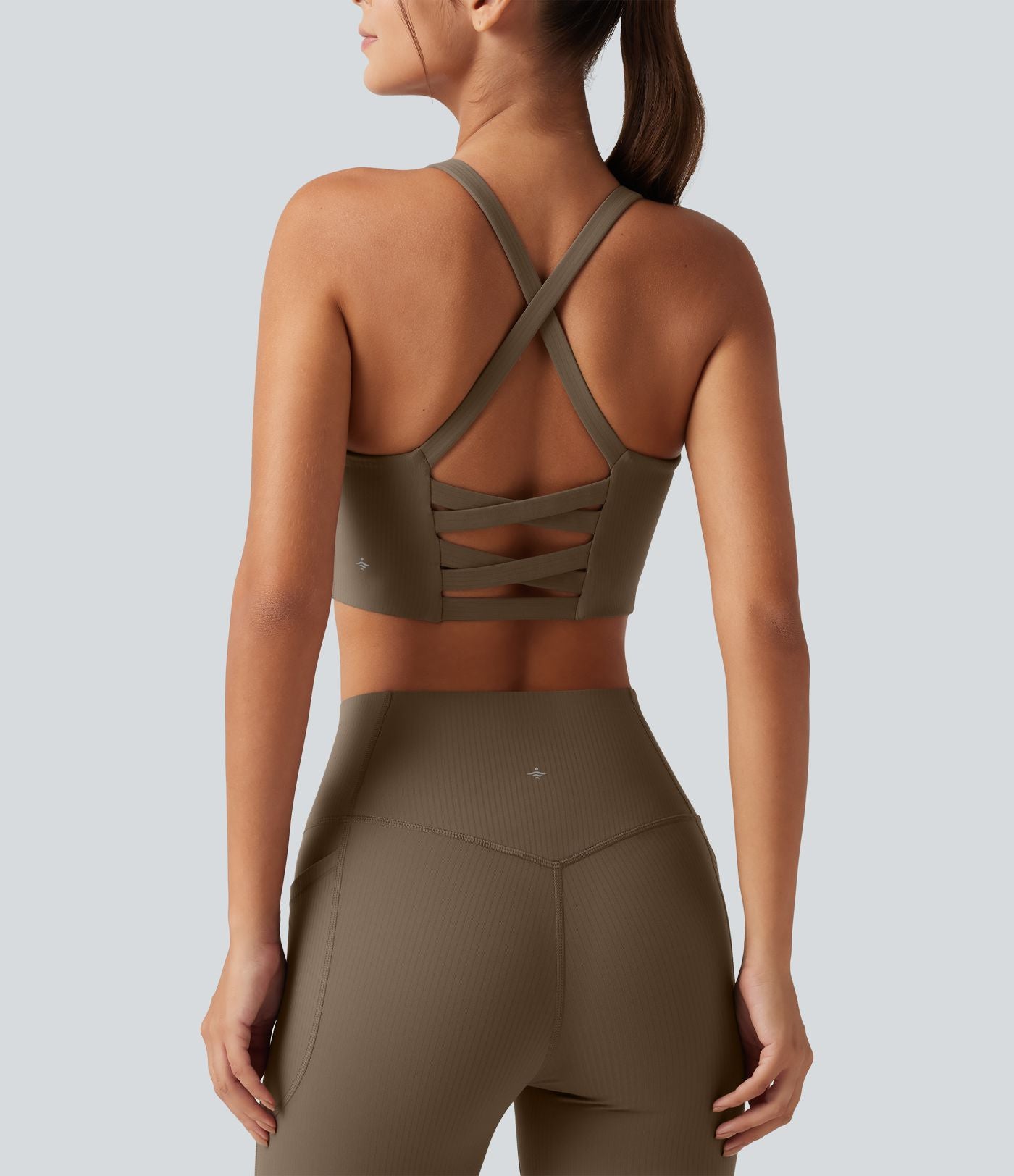 Brassière running Halara UltraSculpt™ côtelée à maintien léger avec coussinets amovibles