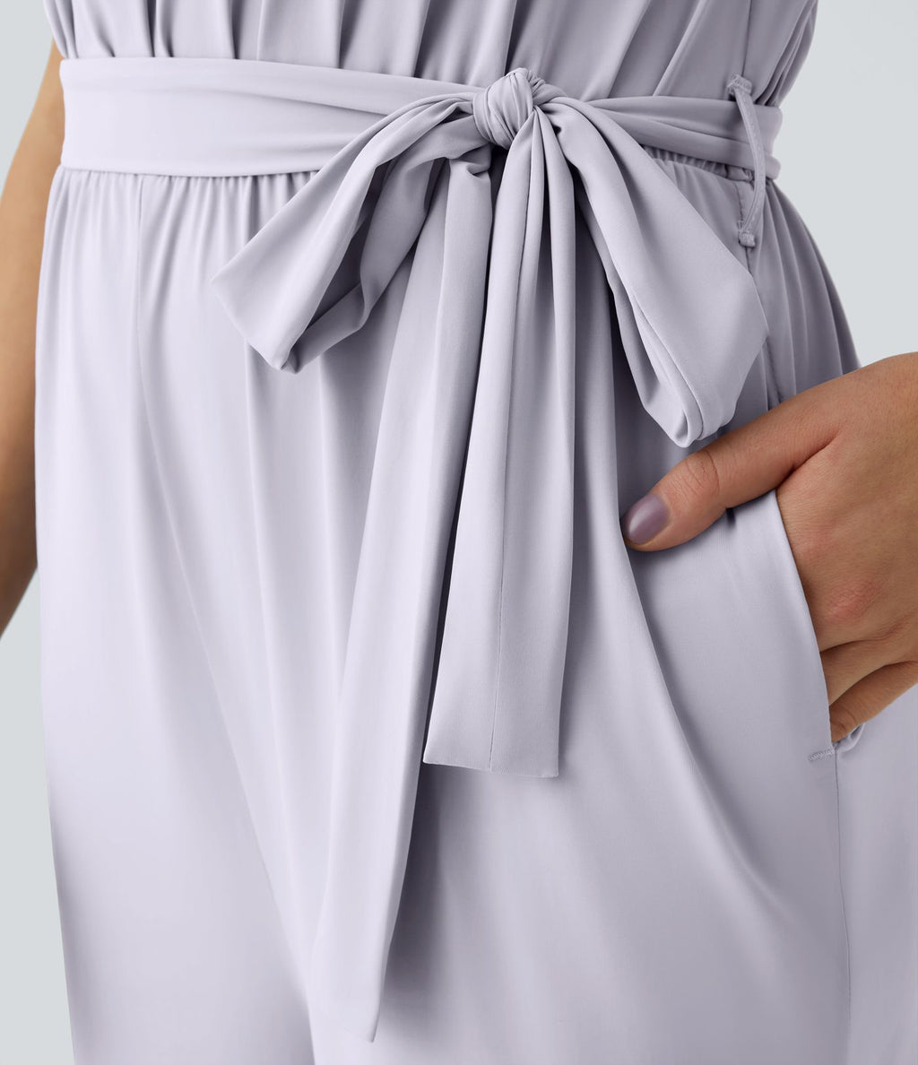 Combinaison de vacances sans manches avec attache au dos, plis, ceinture et poches latérales et découpes effet frais InstantCool