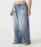 Pantalon jogging grande taille en molleton French Terry effet jean avec poches