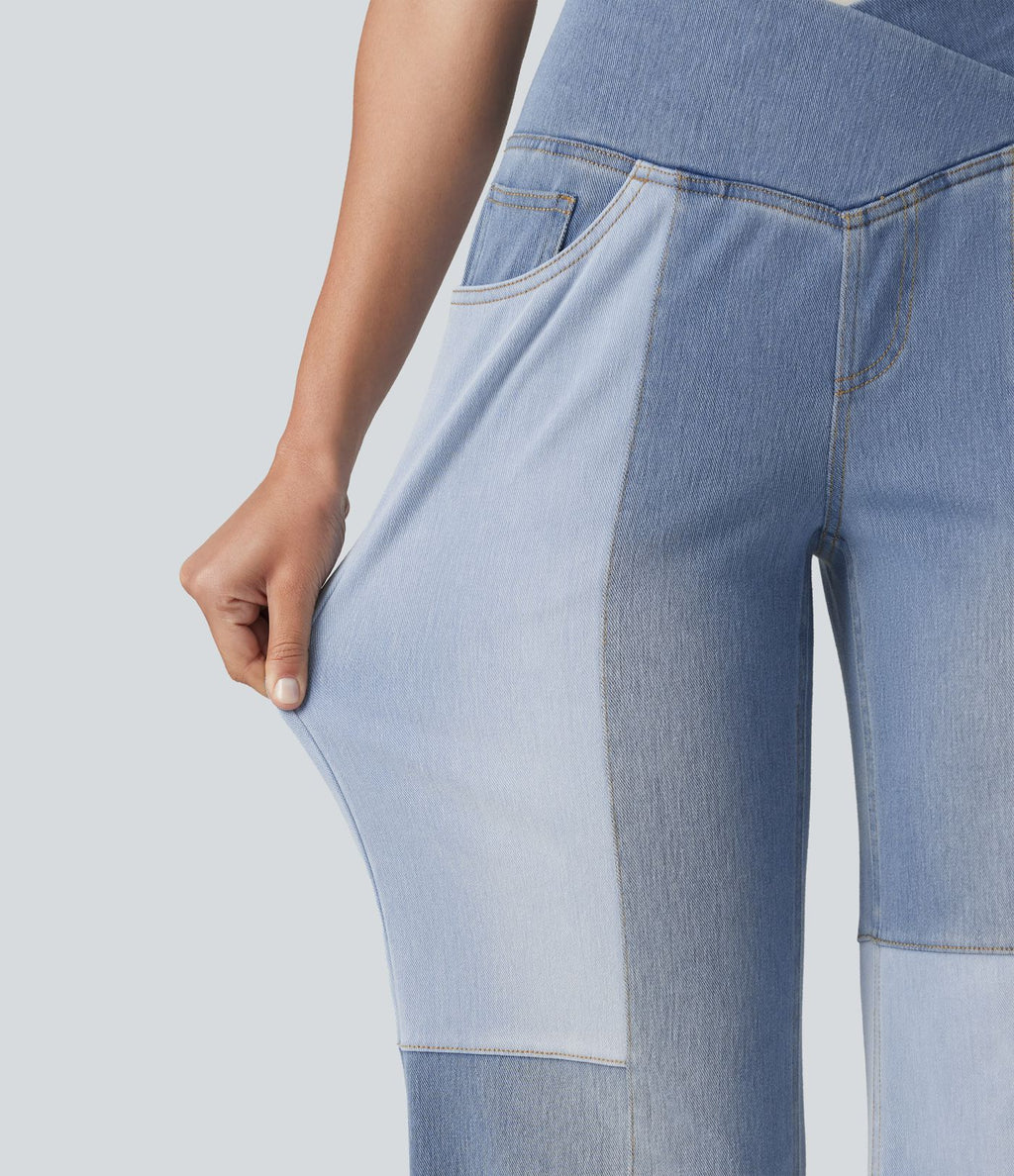 Jean bootcut Halara Flex™ décontracté ventre plat, taille haute, croisé, à empiècements, à poches