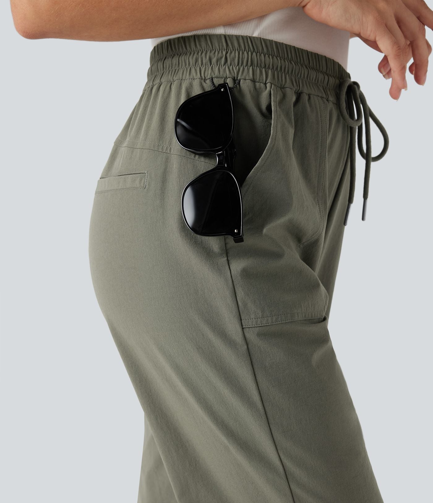 Pantalon de randonnée bootcut, taille haute, cordon et poches