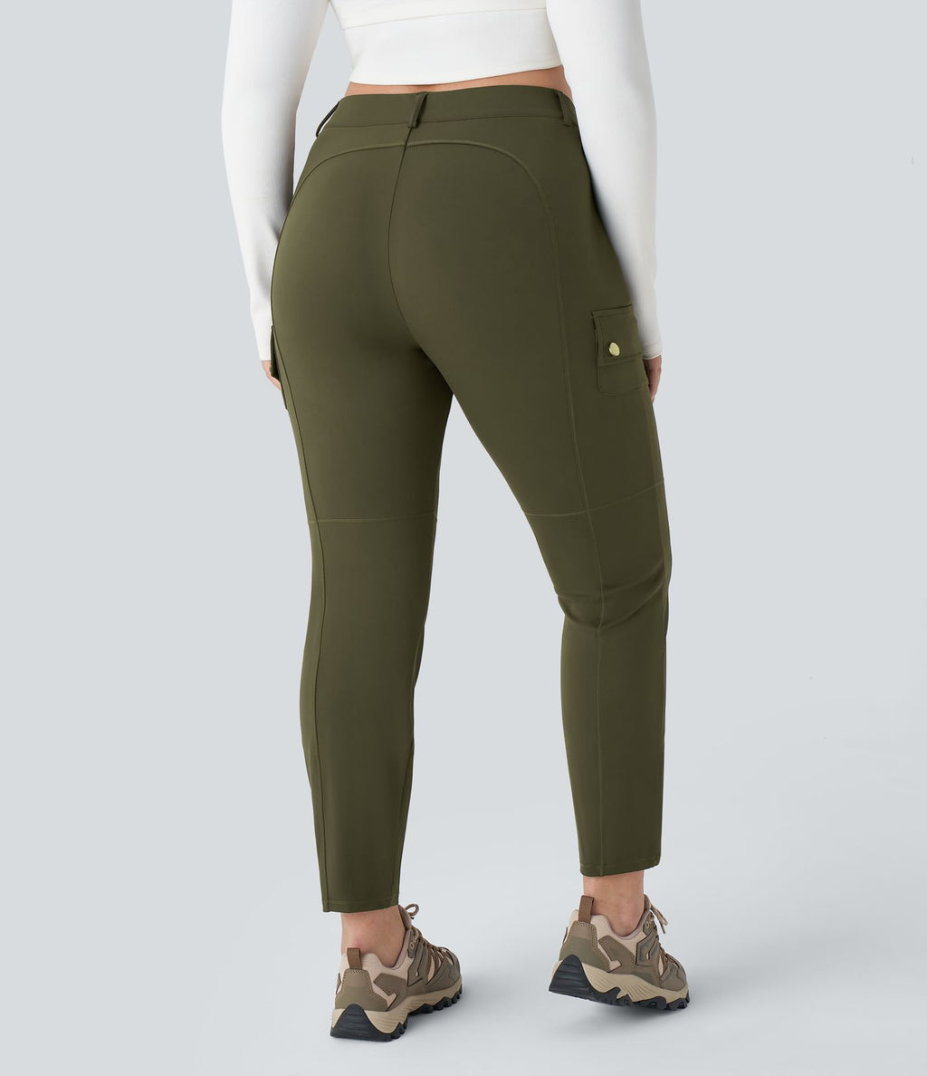Pantalon cargo randonnée grande taille ajusté uni taille haute DayStretch avec poches zippées