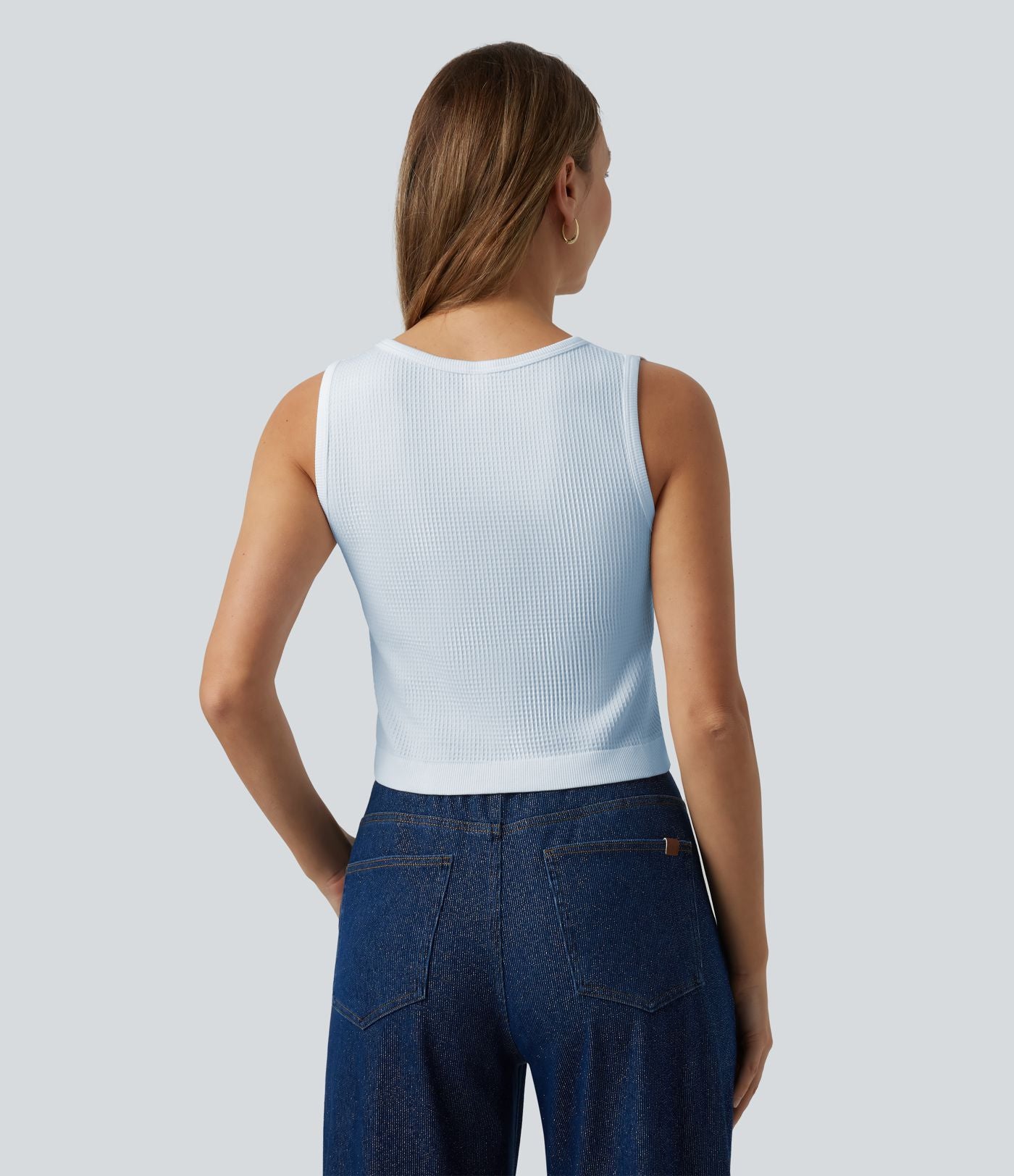 Débardeur court sans coutures en tissu gaufré OneForm Seamless Flow