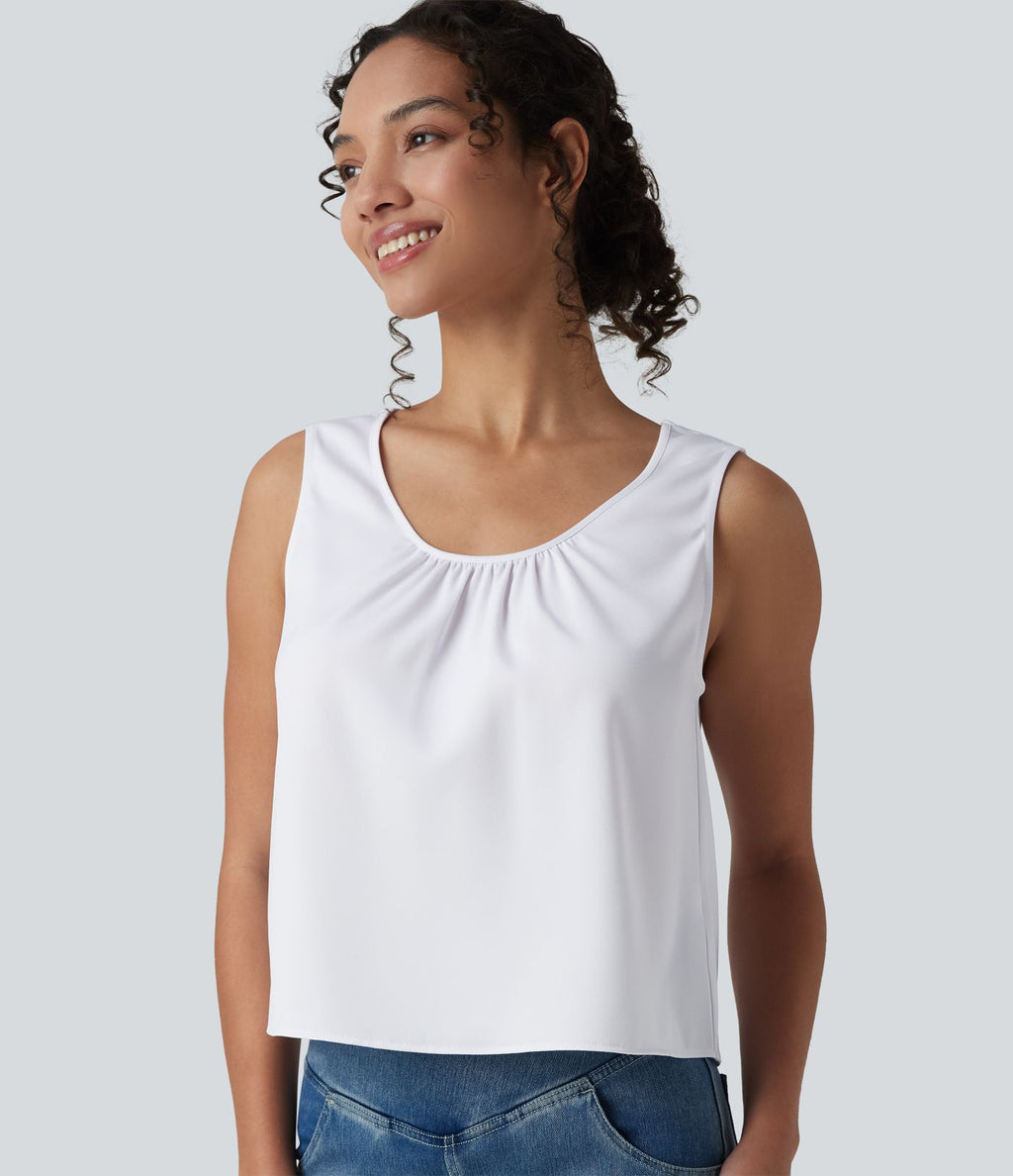 Débardeur casual satin col rond échancré