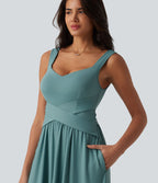 Robe longue fluide sans manches avec brassière intégrée (Bonnets E-G) et poches