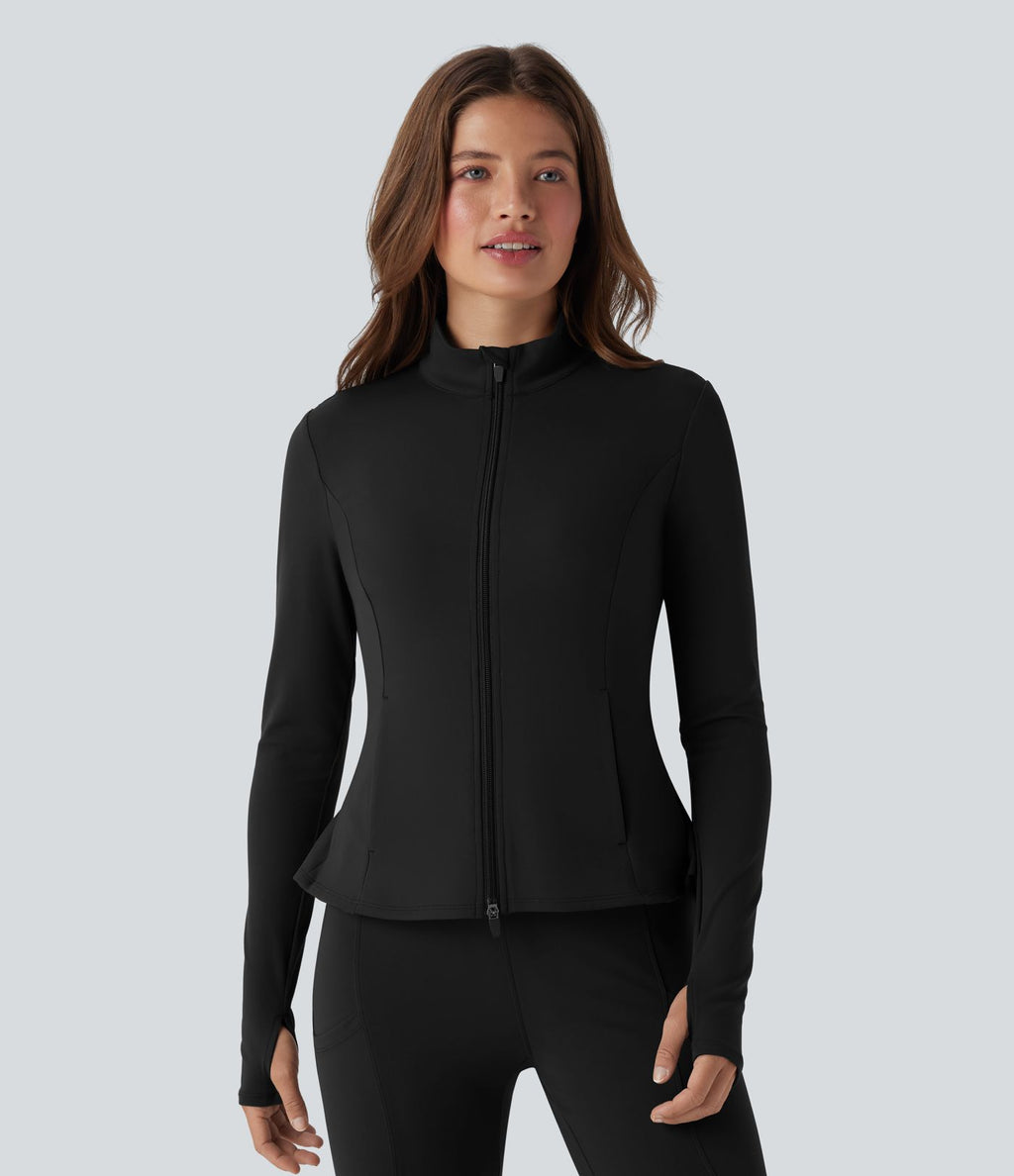 Veste ajustée col montant zippée avec passants pouces et ourlet à volants DayStretch avec poches