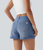 Short en jean Halara Flex™ taille basse décontracté 7,5 cm avec poches
