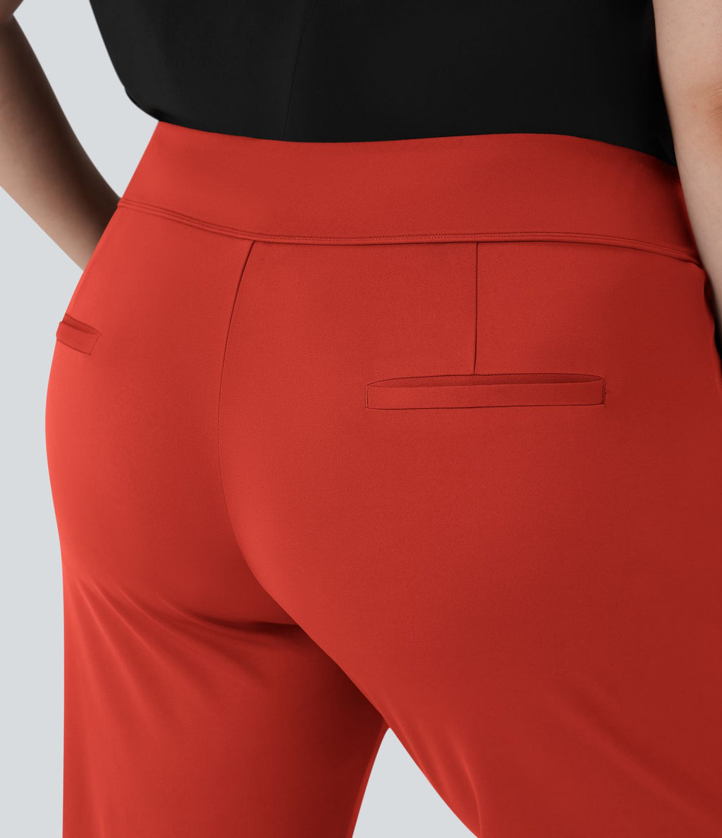 Pantalon tailleur évasé grande taille taille haute Halara Flex™ DayStretch avec poches zippées latérales