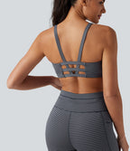 Brassière de sport yoga soutien léger col U à découpes rayé bonnets A-C