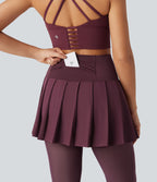 Legging de danse flare Breezeful™ 2-en-1 avec jupe plissée, taille haute, mesh contrasté, séchage rapide et poches