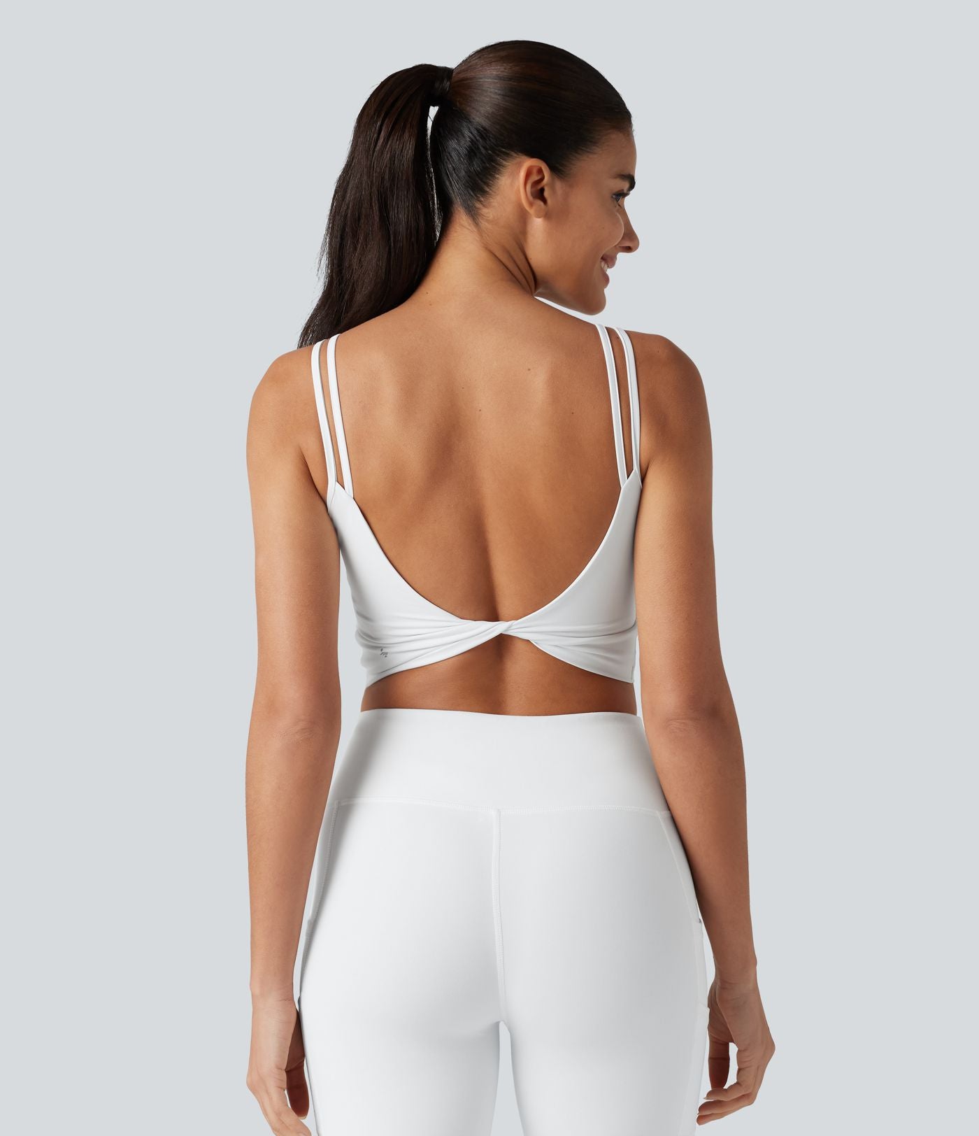 Débardeur yoga court Halara UltraSculpt™ double bretelles torsadé dos nu