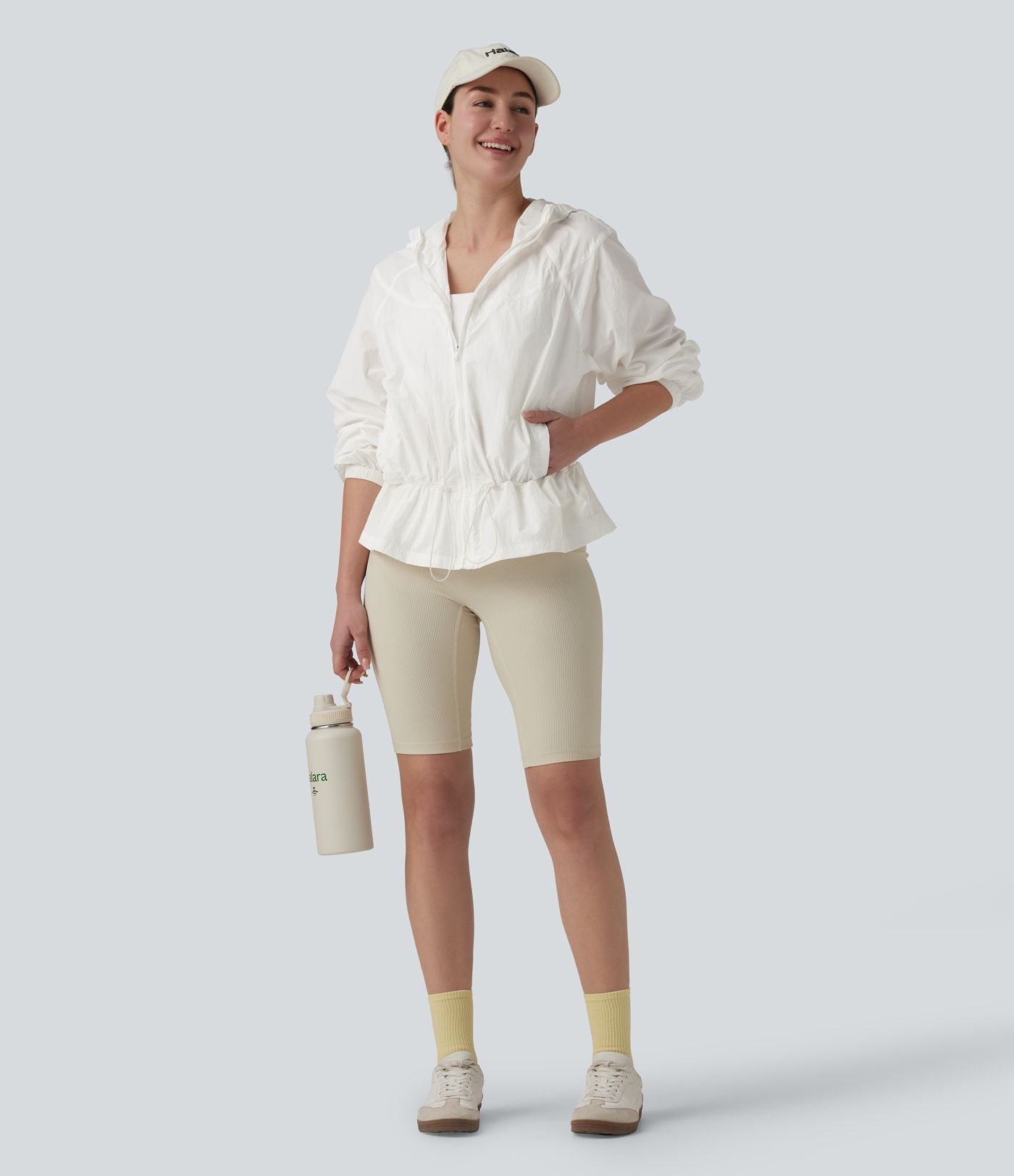 Coupe-vent casual à capuche avec cordon de serrage et poches