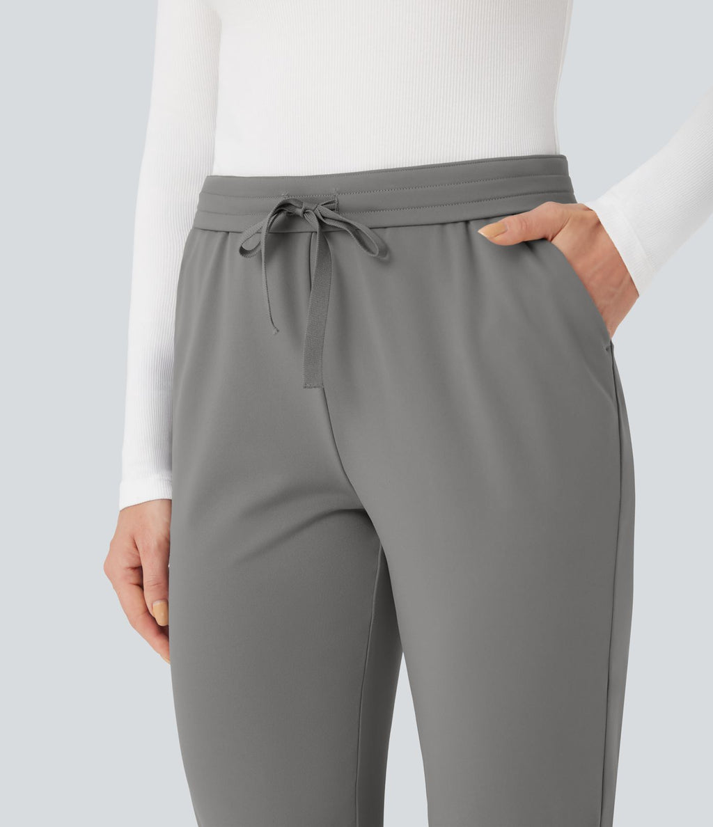 Pantalon de travail ajusté 7/8 repliable taille haute avec cordon de serrage Halara Flex™ DayStretch avec poches