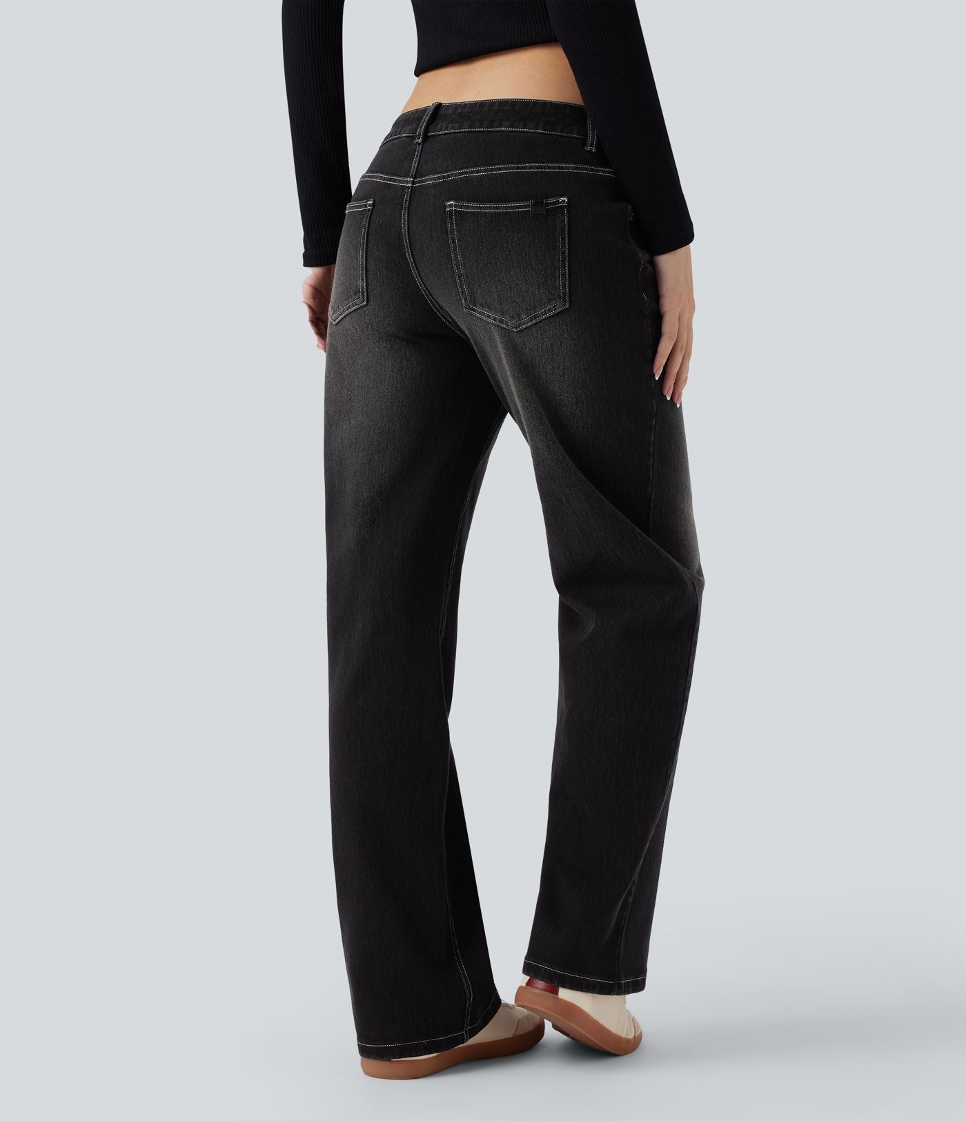 Jean décontracté Halara Flex™ asymétrique jambe droite taille basse avec poches