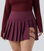 Breezeful™ Jupe-short yoga mini 2-en-1 grande taille à plis et ourlet asymétrique, taille haute, séchage rapide avec poches