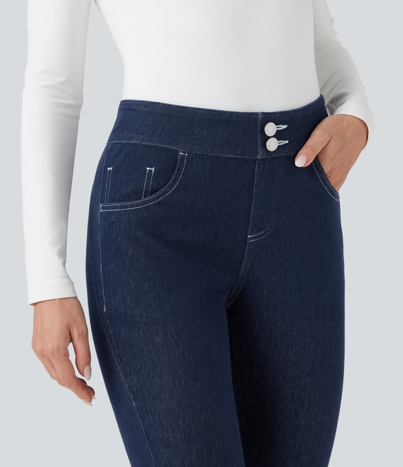 Legging denim Halara Flex™ 7/8 taille mi-haute avec poches