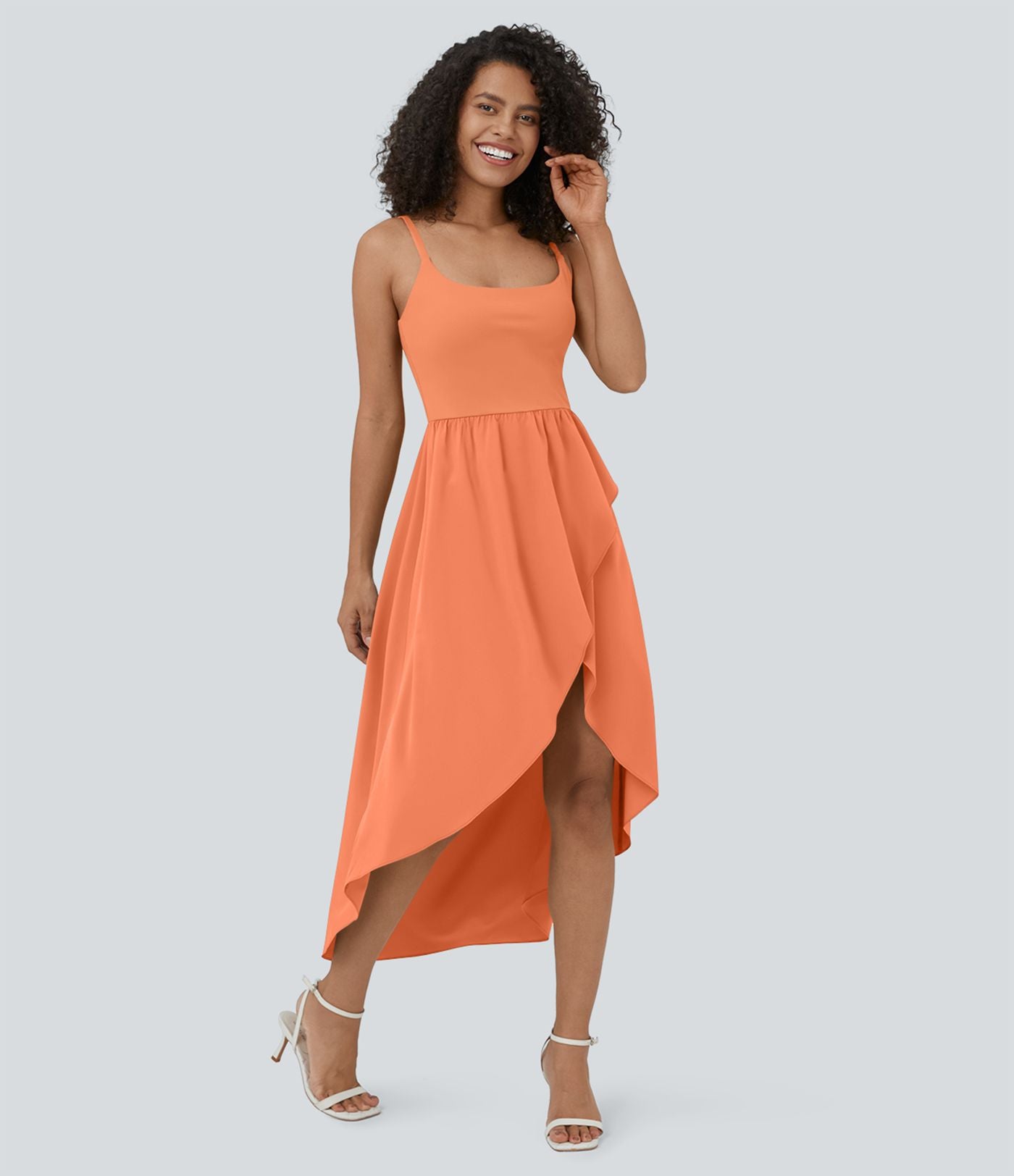 Breezeful™ Robe Casual 2 Pièces Dos Nu Haut Bas Poche Latérale Fluide Séchage Rapide