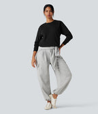Sweat-shirt coton col rond manches longues avec poches