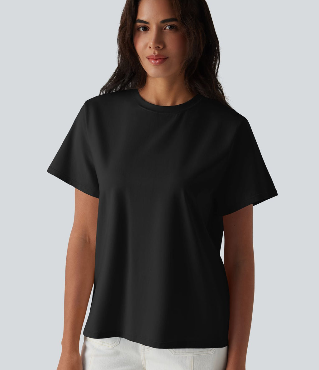 T-shirt casual col rond manches courtes en coton
