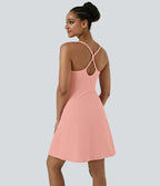 Softlyzero™ Airy Robe Sport de Yoga Plus Longue Dos Nu Découp Bretelles Réglables et Poches